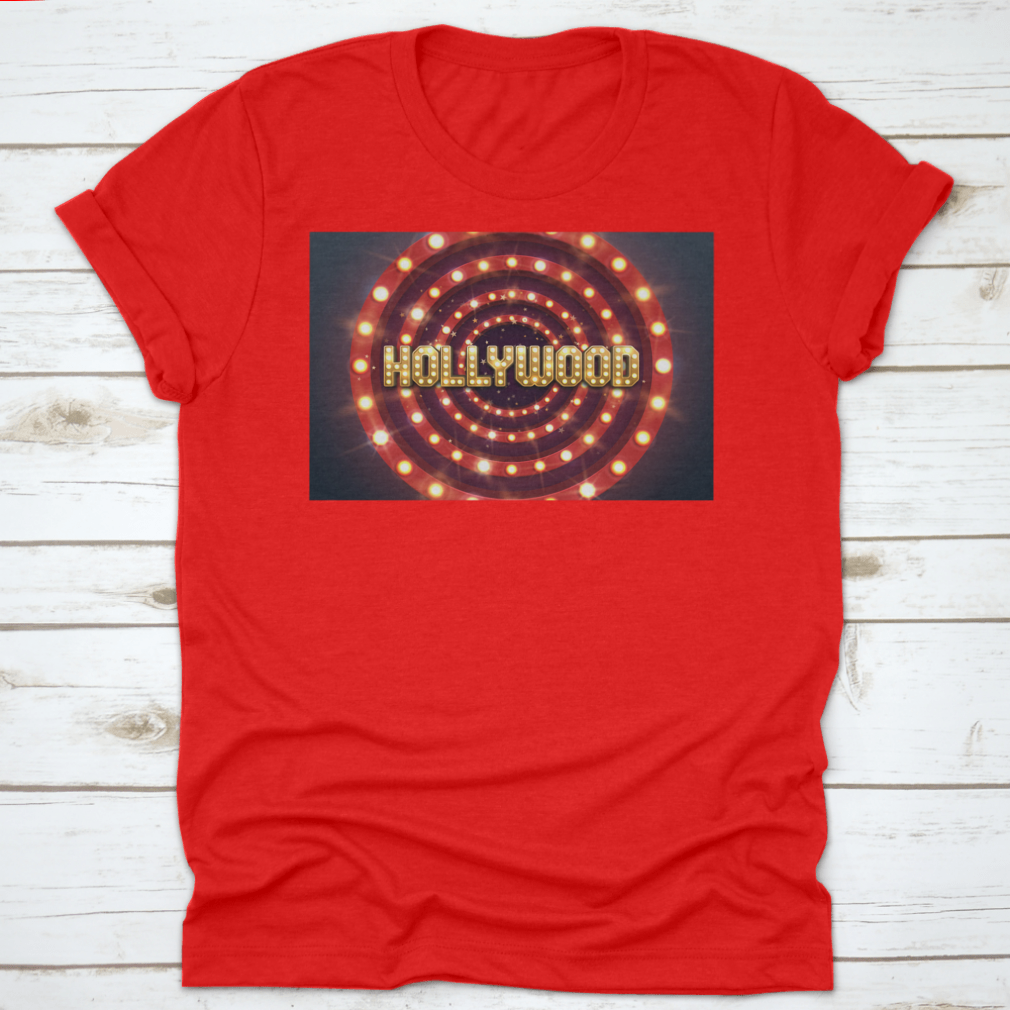 Bright Hollywood sign poster featuring a retro billboard design, perfect for movie-themed decor.