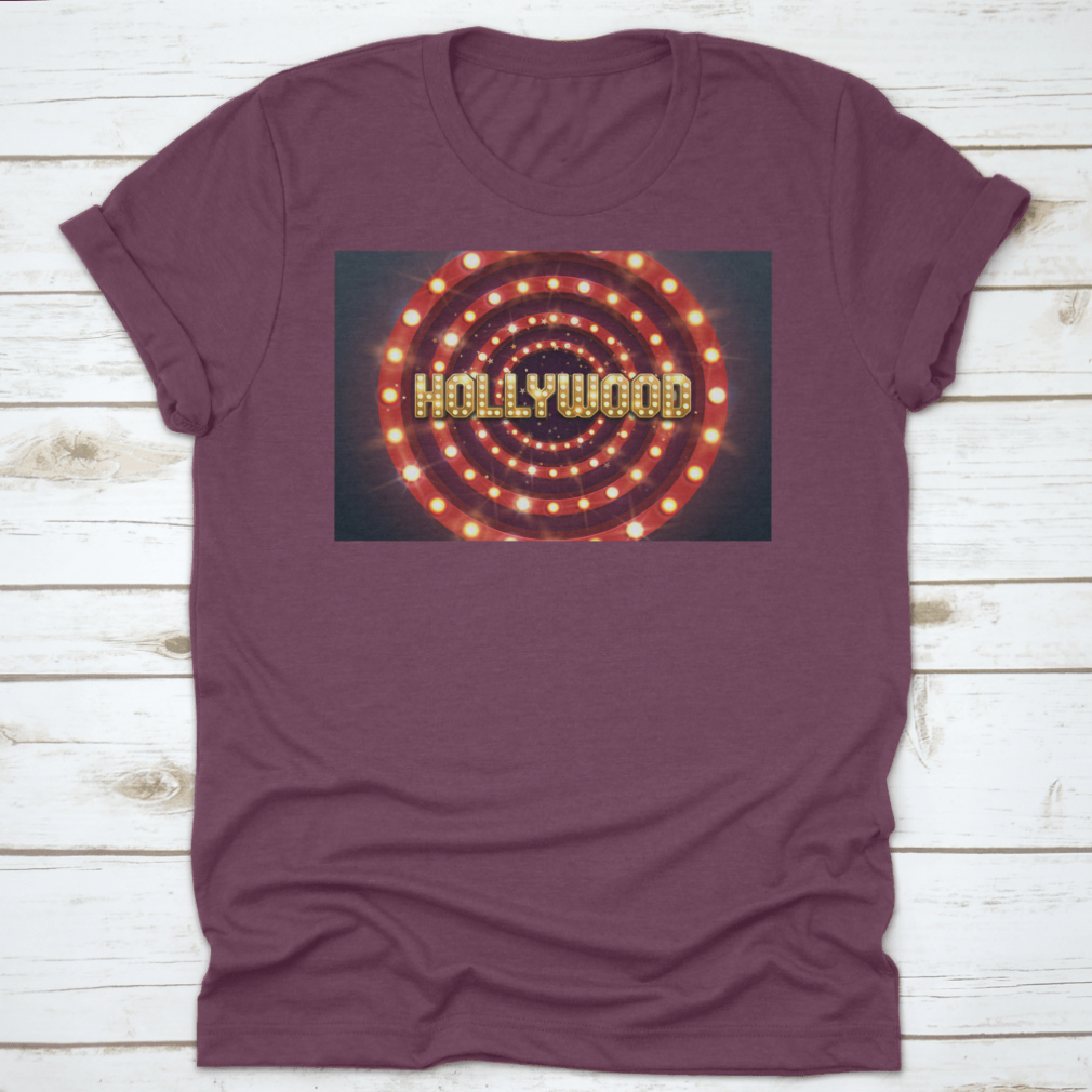 Bright Hollywood sign poster featuring a retro billboard design, perfect for movie-themed decor.