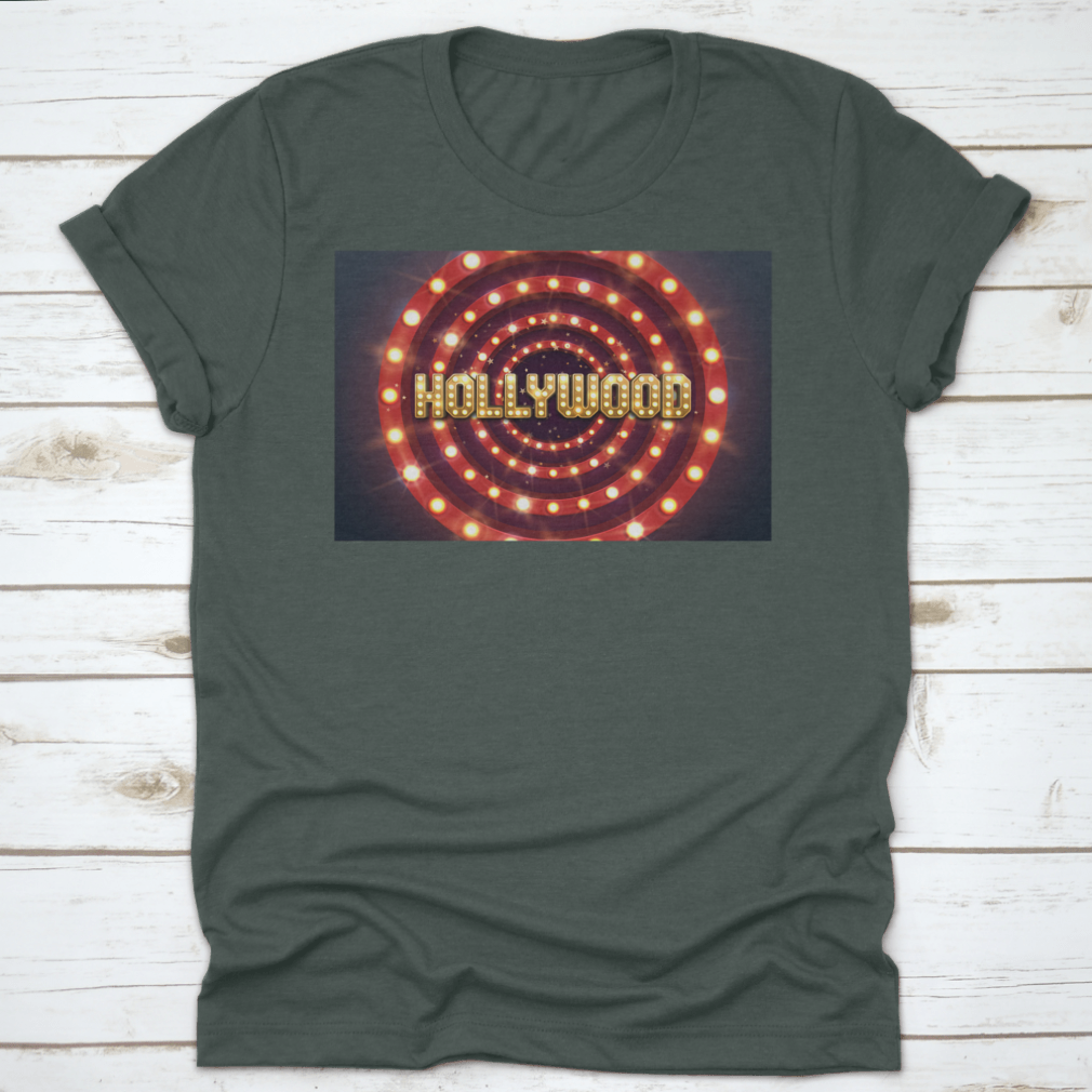 Bright Hollywood sign poster featuring a retro billboard design, perfect for movie-themed decor.
