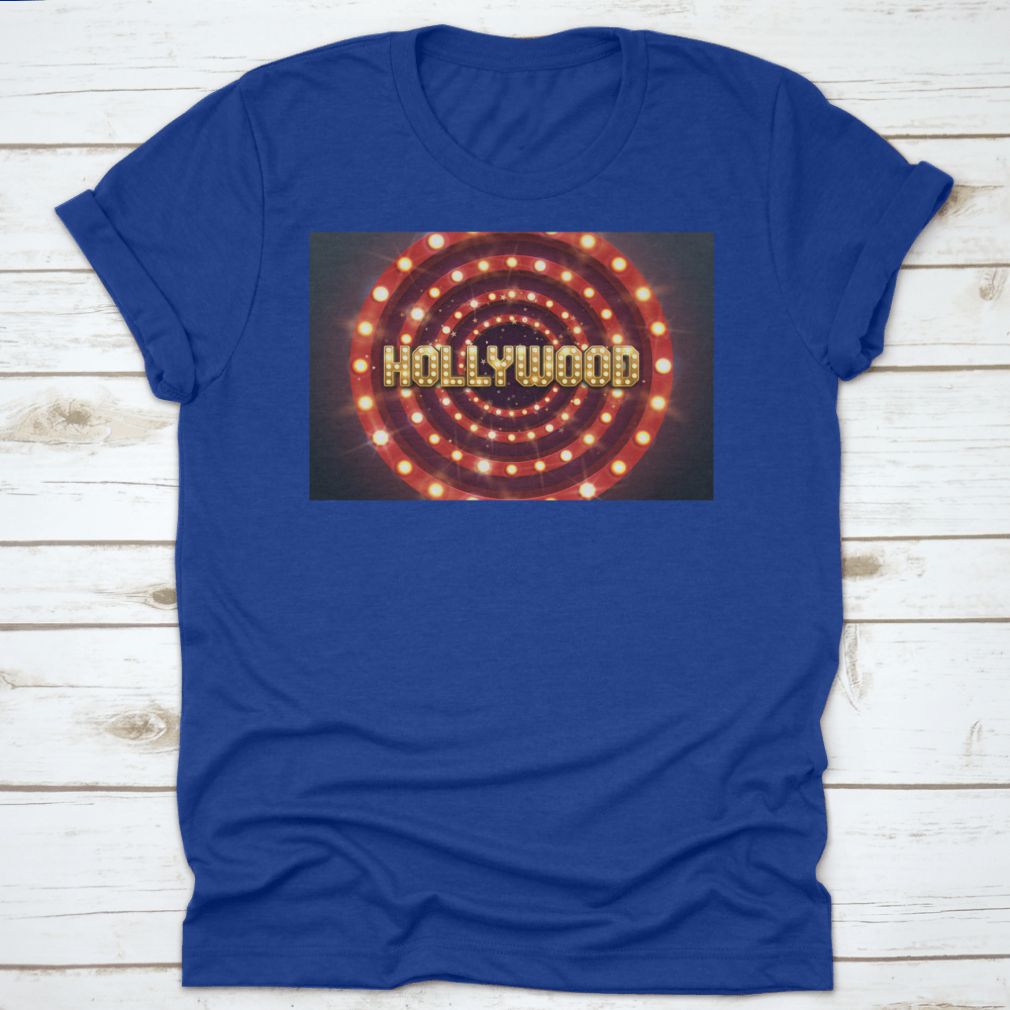Bright Hollywood sign poster featuring a retro billboard design, perfect for movie-themed decor.