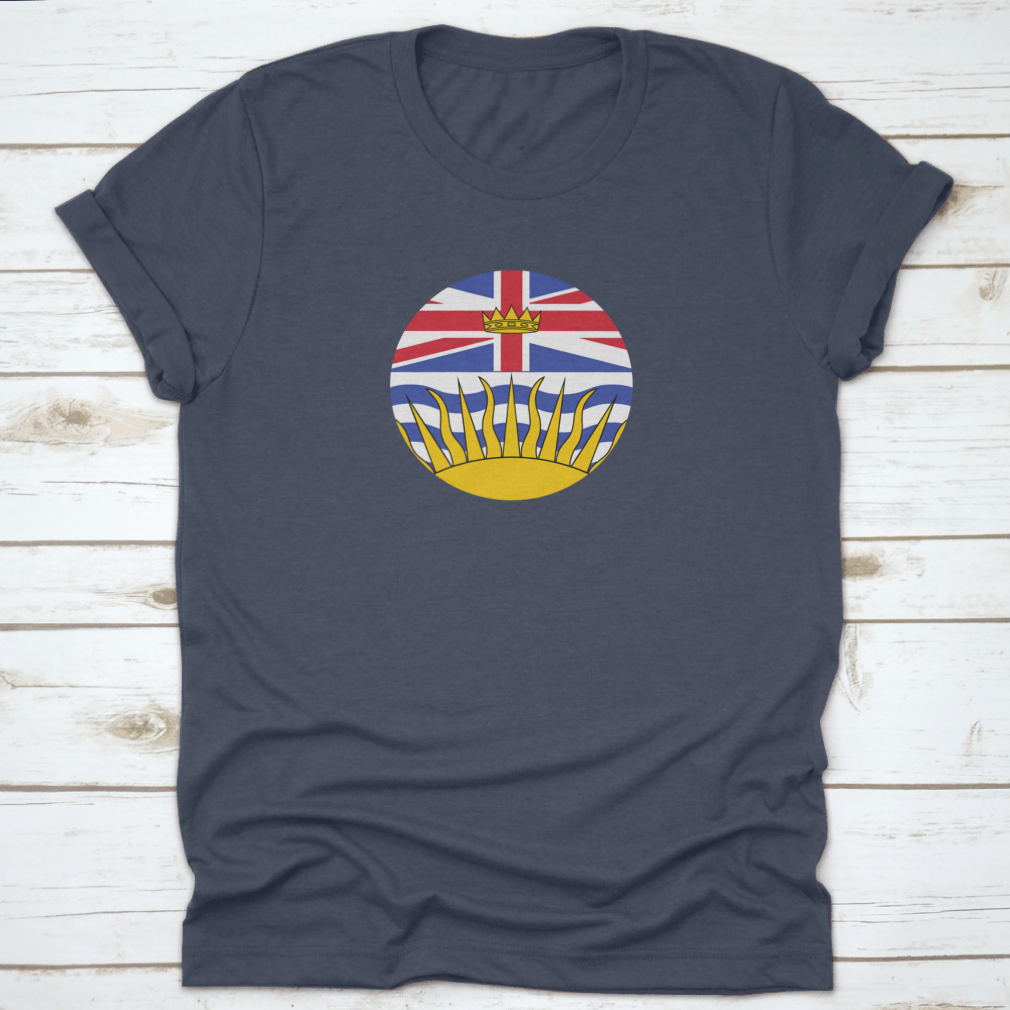 British Columbia Canada Round Flag featuring vibrant colors and iconic symbols, made from 100% cotton for comfort.