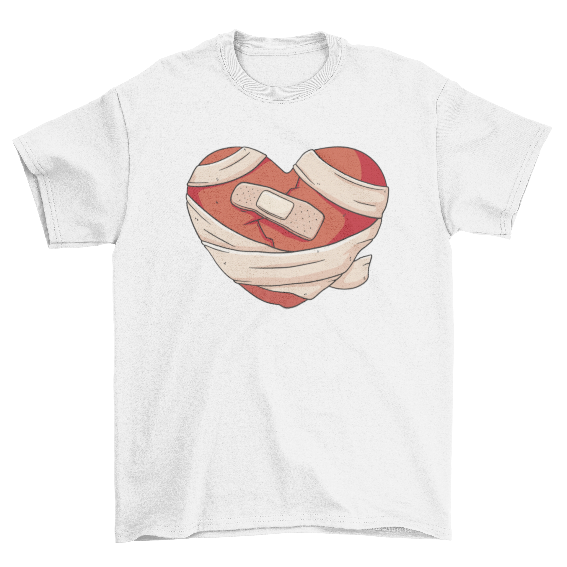 A stylish t-shirt featuring a bold broken heart design, perfect for anti-Valentine's Day celebrations.