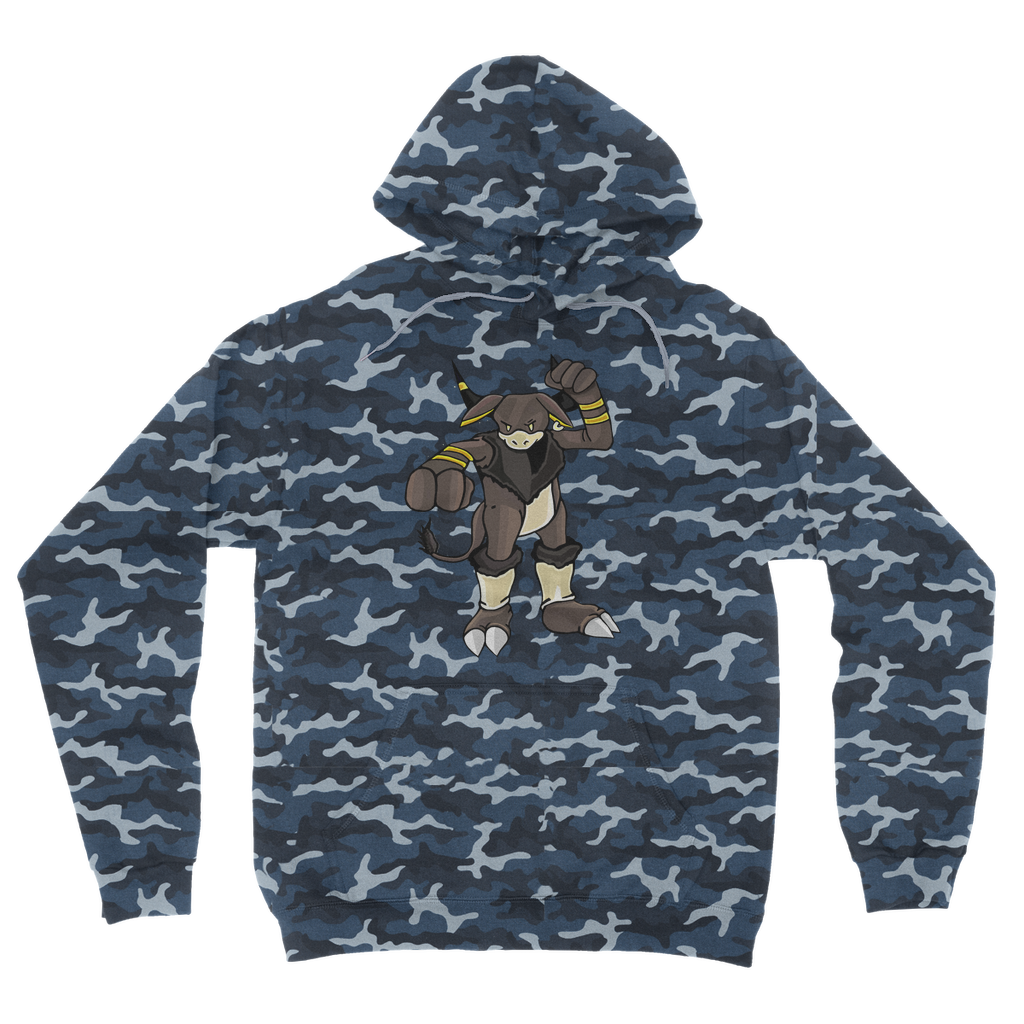 Brossox Camouflage Adult Hoodie featuring a classic camo print, double fabric hood, and kangaroo pouch pocket.