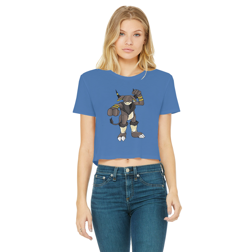 Brossox Classic Women's Cropped Raw Edge T-Shirt in various colors, showcasing its round neck and raw edge hem design.