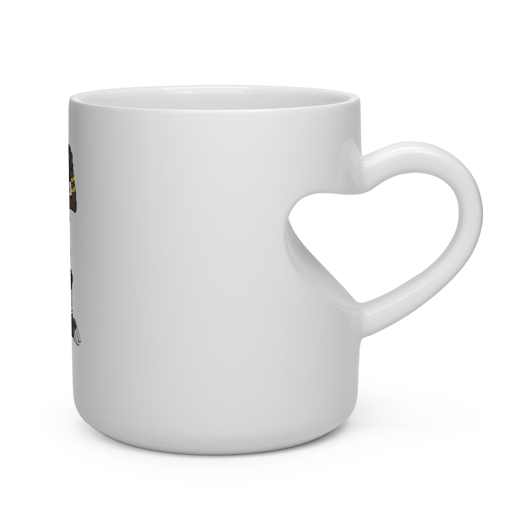 Brossox Heart Shape Mug in white ceramic with a heart-shaped handle, perfect for hot beverages.