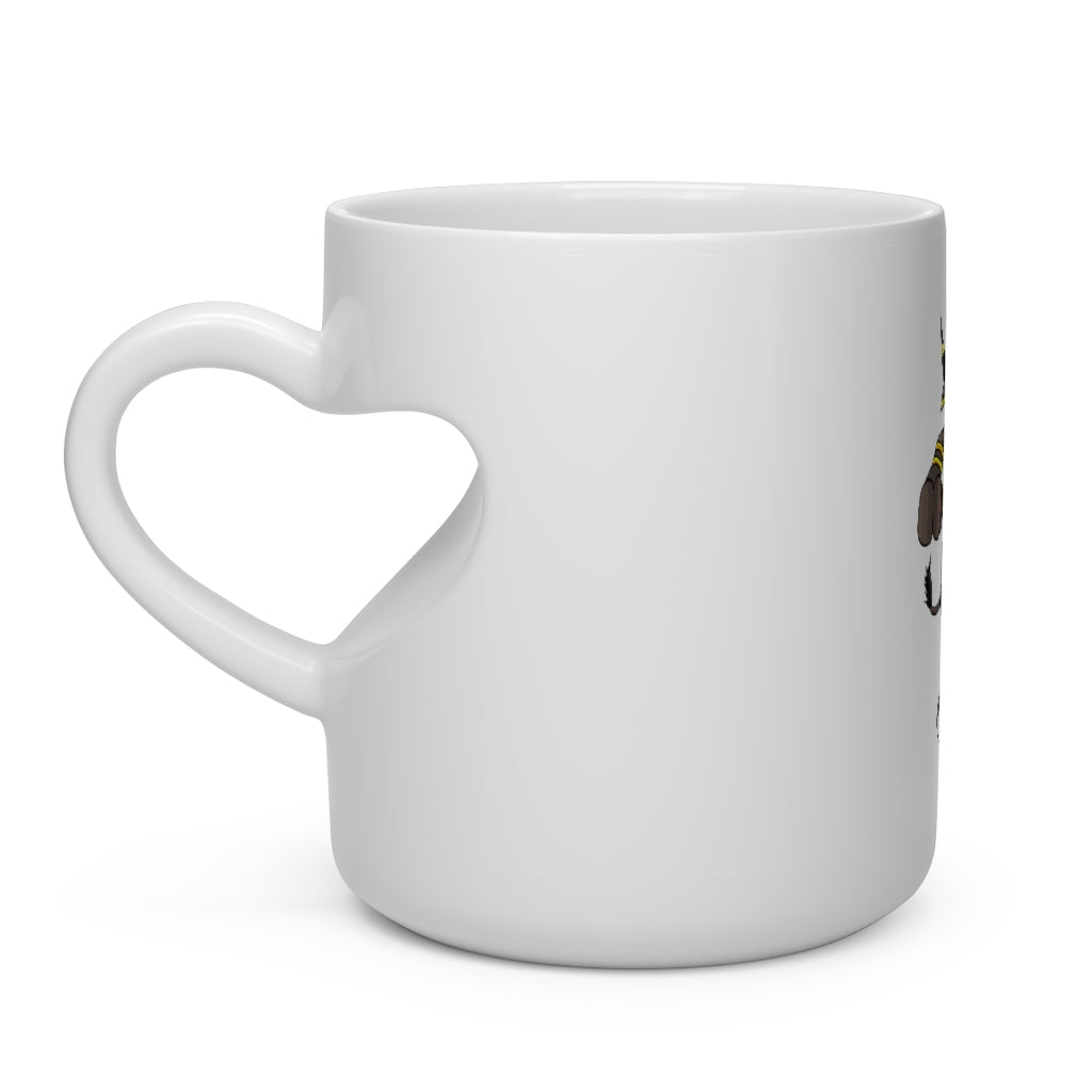 Brossox Heart Shape Mug in white ceramic with a heart-shaped handle, perfect for hot beverages.