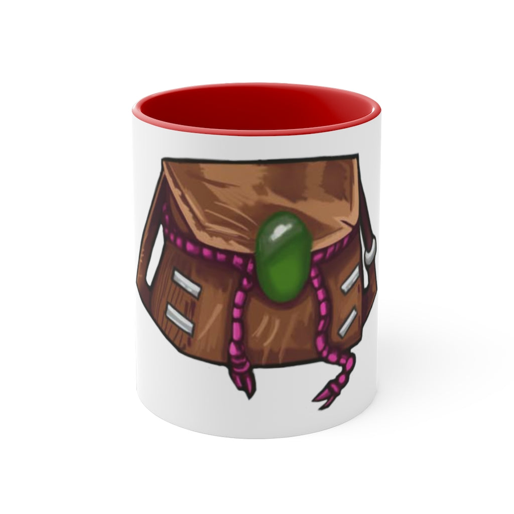 Brown Bag Accent Coffee Mug with two-tone design and C-handle, showcasing vibrant colored interior and handle against a white ceramic body.