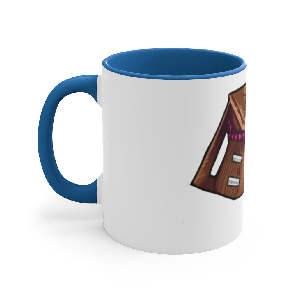 Brown Bag Accent Coffee Mug with two-tone design and C-handle, showcasing vibrant colored interior and handle against a white ceramic body.