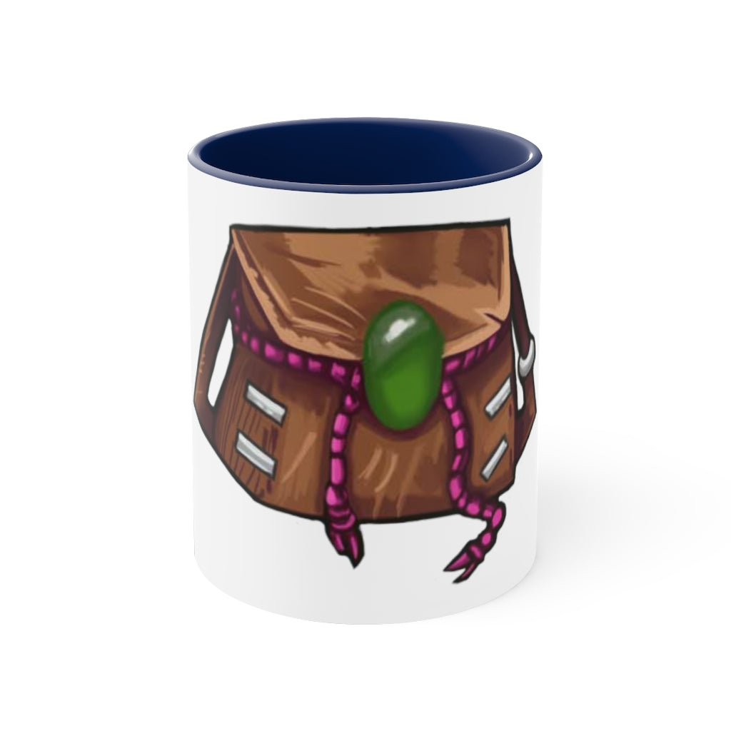 Brown Bag Accent Coffee Mug with two-tone design and C-handle, showcasing vibrant colored interior and handle against a white ceramic body.