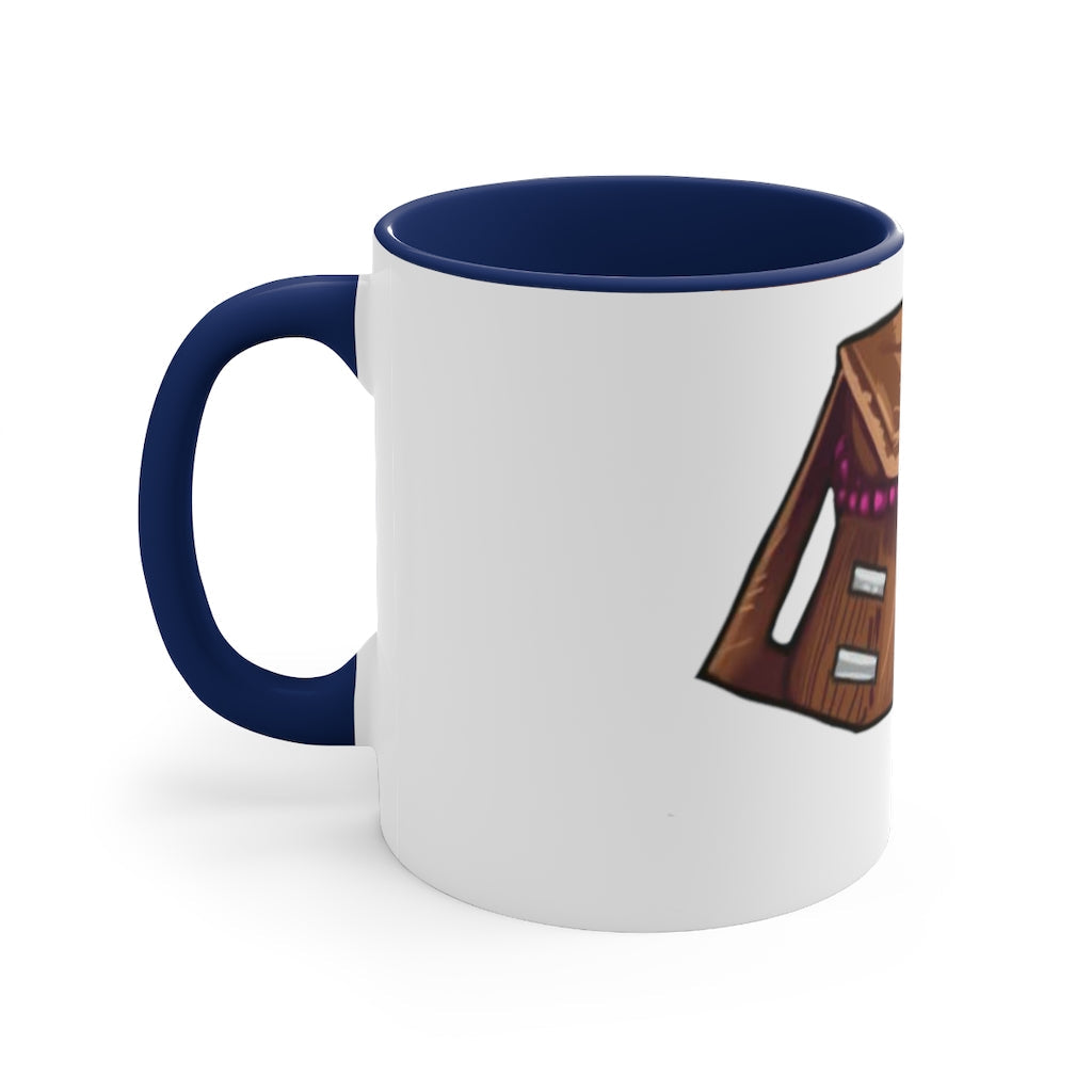 Brown Bag Accent Coffee Mug with two-tone design and C-handle, showcasing vibrant colored interior and handle against a white ceramic body.