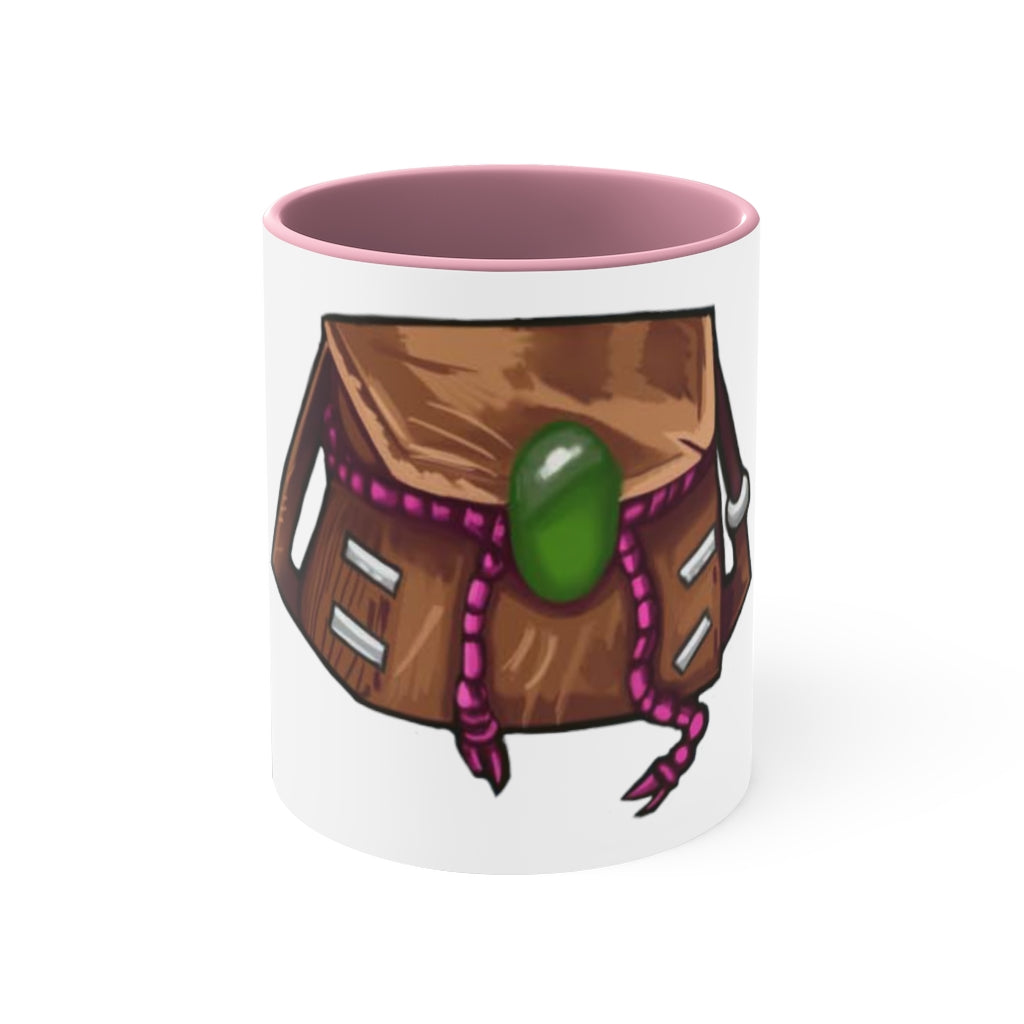 Brown Bag Accent Coffee Mug with two-tone design and C-handle, showcasing vibrant colored interior and handle against a white ceramic body.