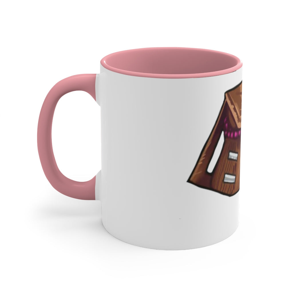 Brown Bag Accent Coffee Mug with two-tone design and C-handle, showcasing vibrant colored interior and handle against a white ceramic body.