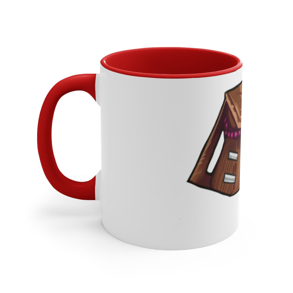 Brown Bag Accent Coffee Mug with two-tone design and C-handle, showcasing vibrant colored interior and handle against a white ceramic body.