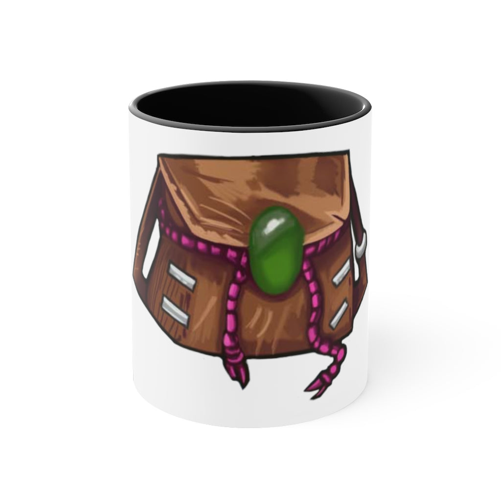 Brown Bag Accent Coffee Mug with two-tone design and C-handle, showcasing vibrant colored interior and handle against a white ceramic body.