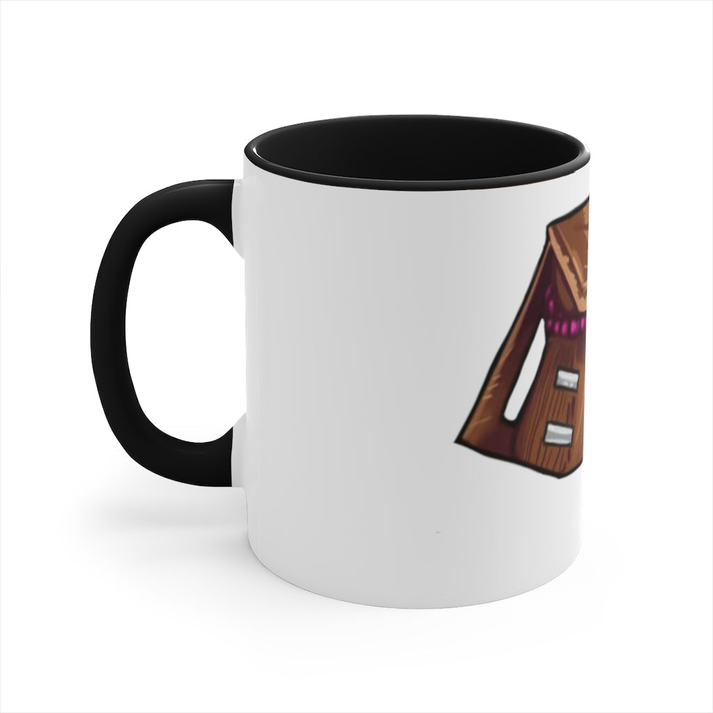 Brown Bag Accent Coffee Mug with two-tone design and C-handle, showcasing vibrant colored interior and handle against a white ceramic body.