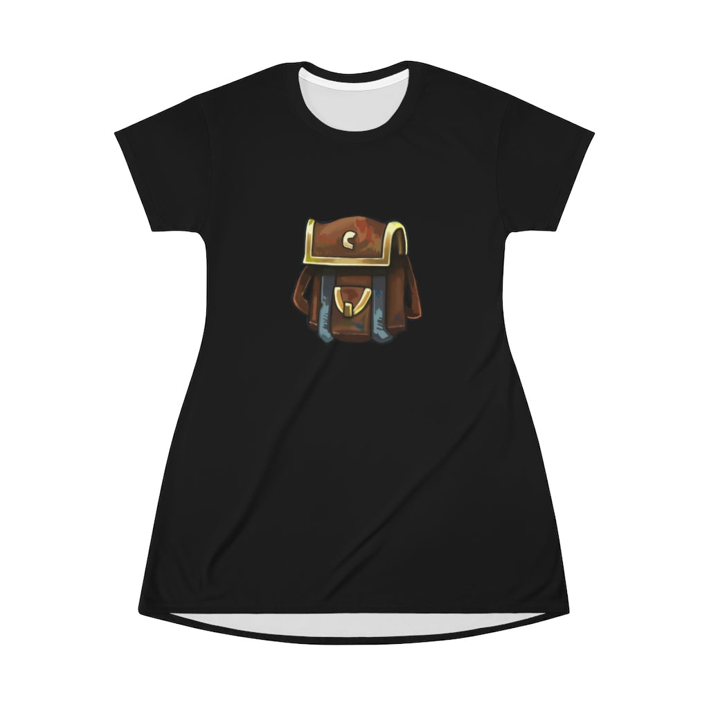 Brown Bag All Over Print T-Shirt Dress featuring vibrant prints and a comfortable fit.