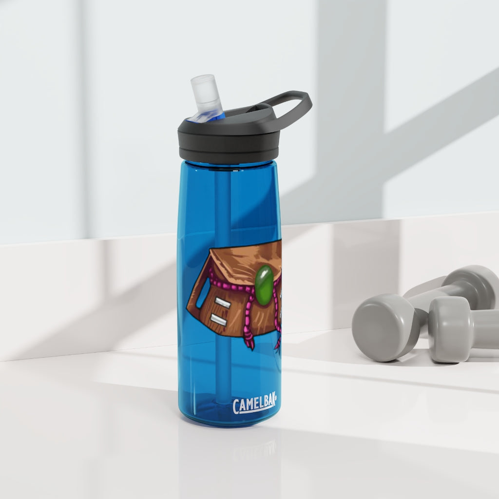 Brown CamelBak Eddy® Water Bottle in 20oz and 25oz sizes, showcasing its durable Tritan™ material and spill-proof design.