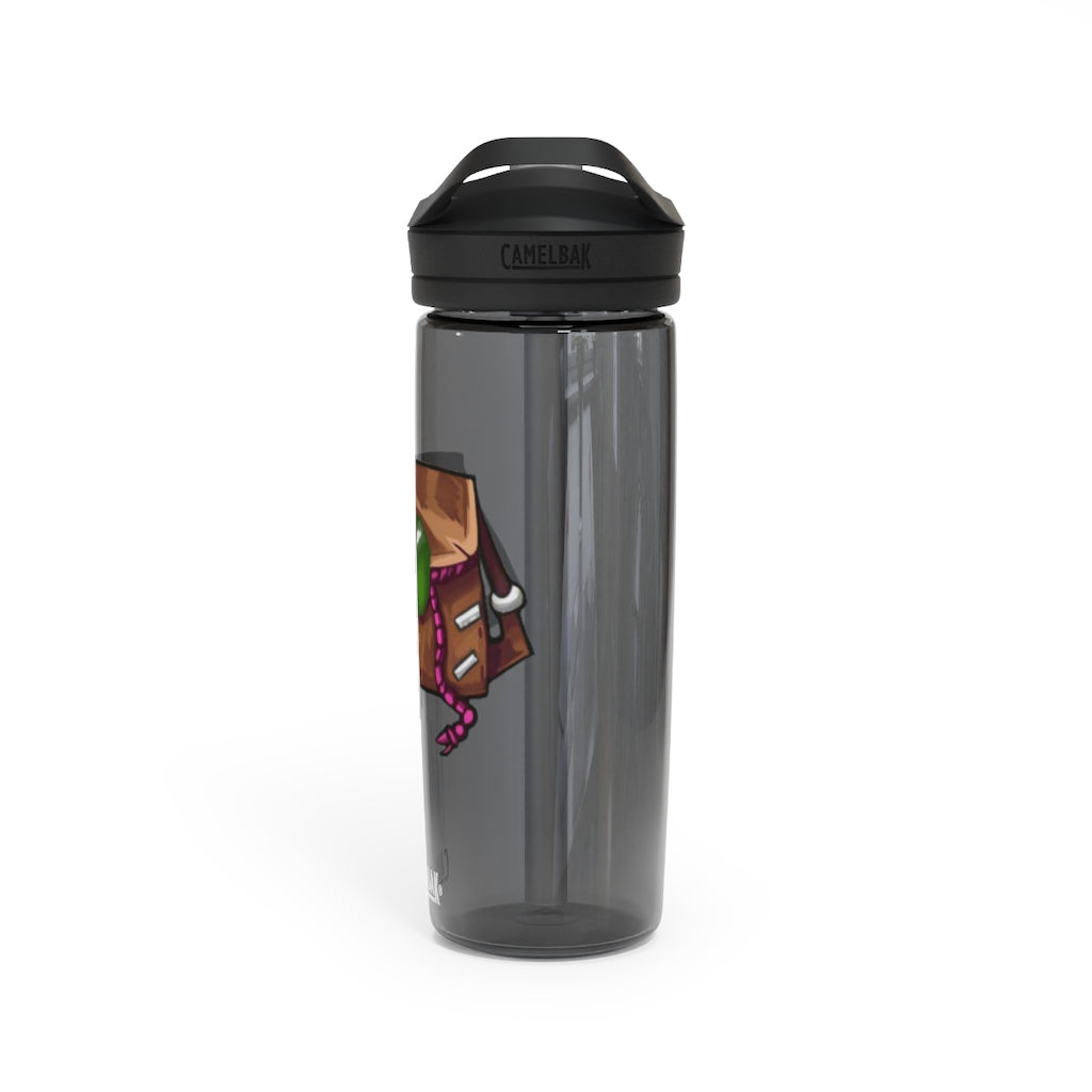 Brown CamelBak Eddy® Water Bottle in 20oz and 25oz sizes, showcasing its durable Tritan™ material and spill-proof design.