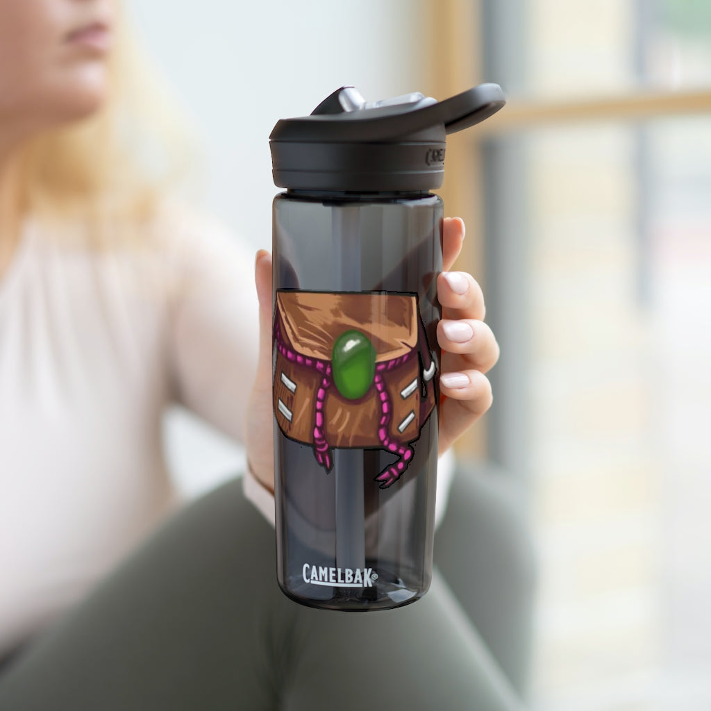 Brown CamelBak Eddy® Water Bottle in 20oz and 25oz sizes, showcasing its durable Tritan™ material and spill-proof design.