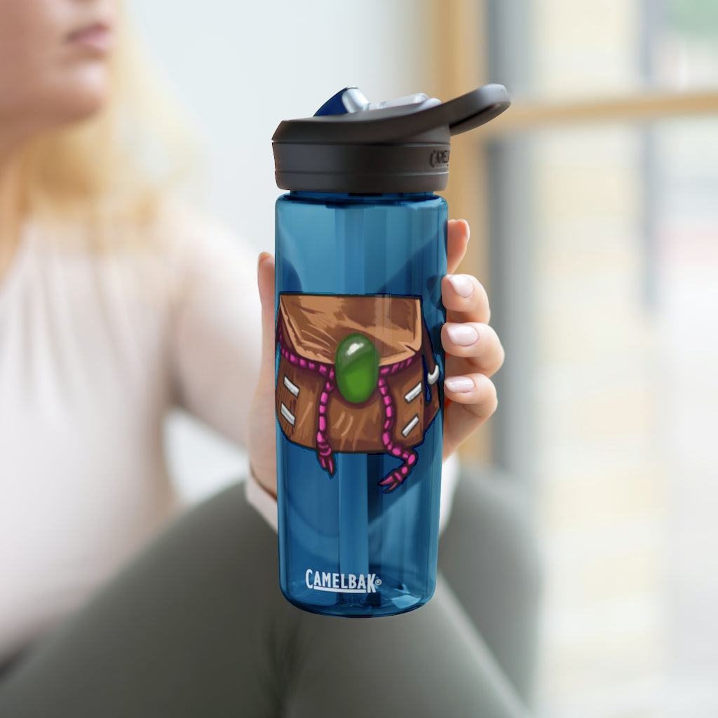 Brown CamelBak Eddy® Water Bottle in 20oz and 25oz sizes, showcasing its durable Tritan™ material and spill-proof design.