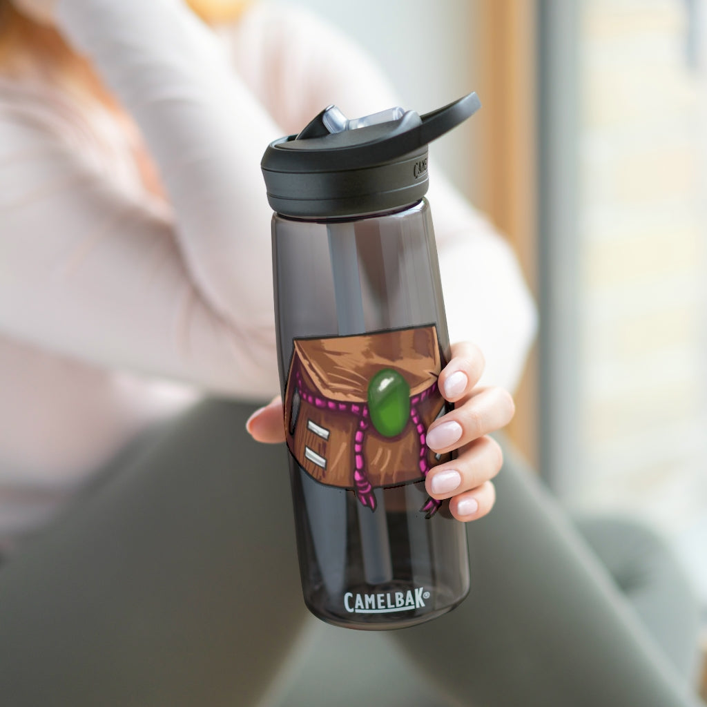 Brown CamelBak Eddy® Water Bottle in 20oz and 25oz sizes, showcasing its durable Tritan™ material and spill-proof design.