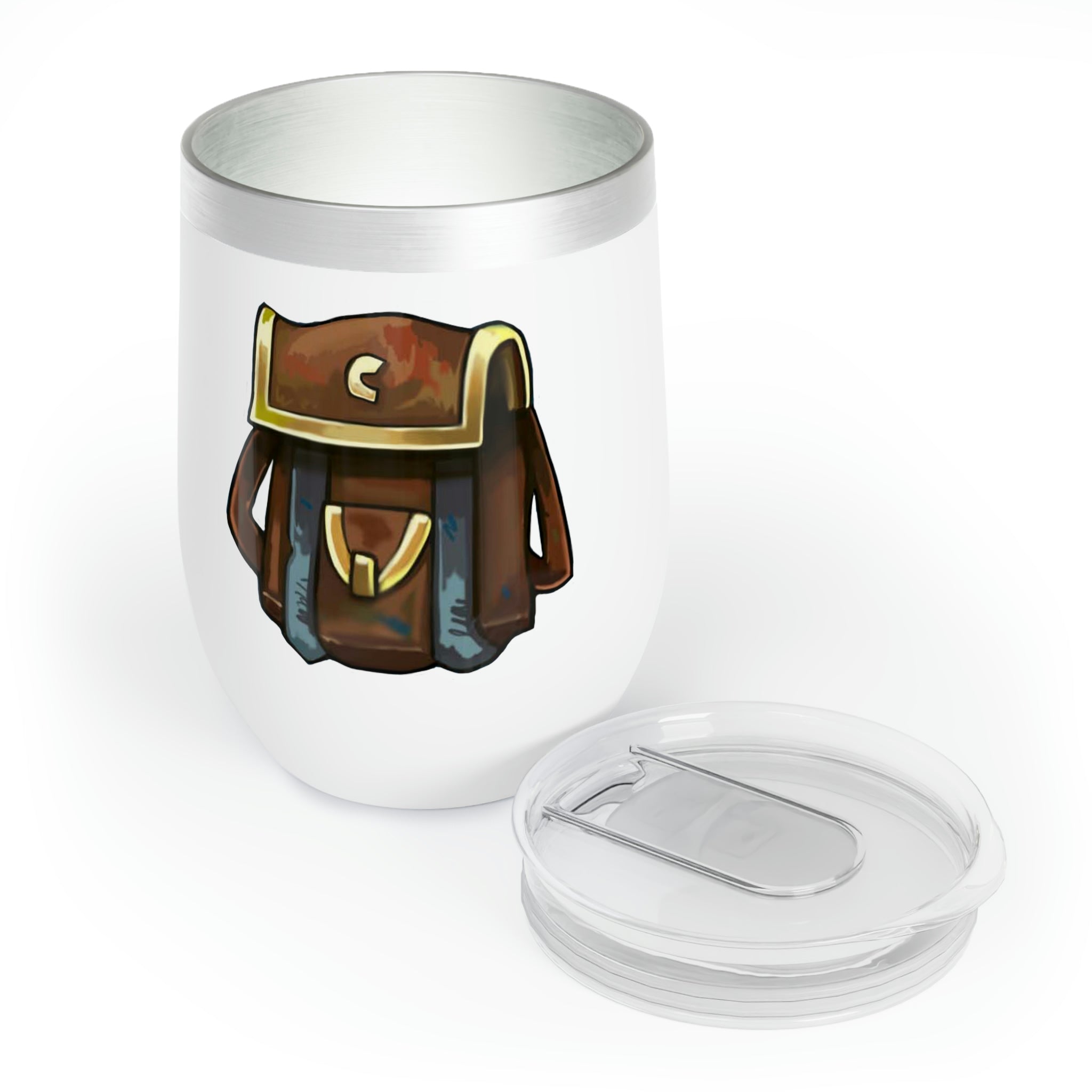 Brown Bag Chill Wine Tumbler in stainless steel with a sleek design, perfect for keeping wine at the ideal temperature.