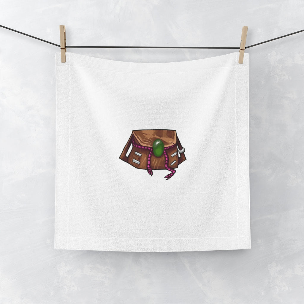 Brown Bag Face Towel featuring a customizable polyester front and soft cotton back, perfect for drying and personalizing.
