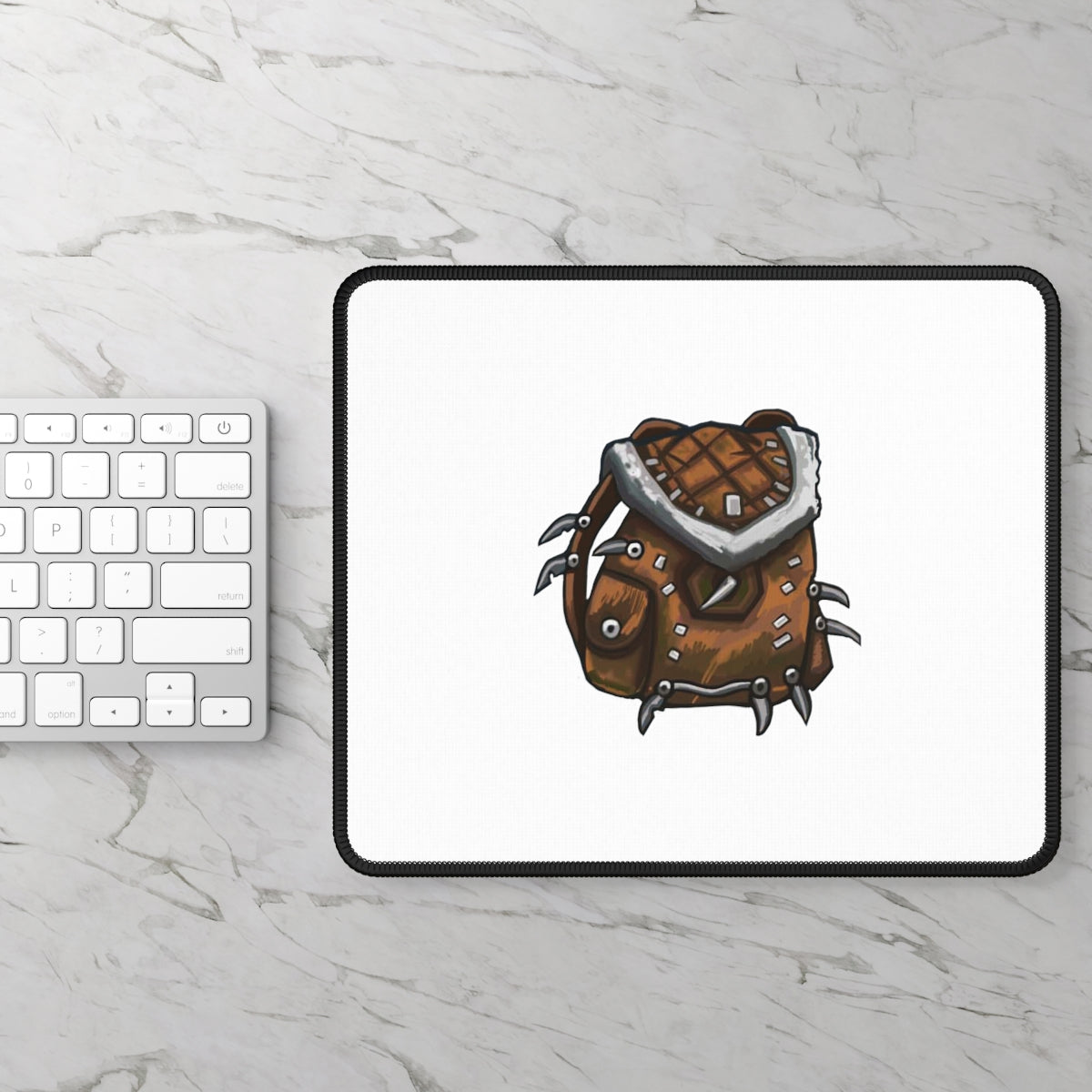 Brown Bag Gaming Mouse Pad featuring vibrant custom designs and stitched edges, measuring 9x7 inches.