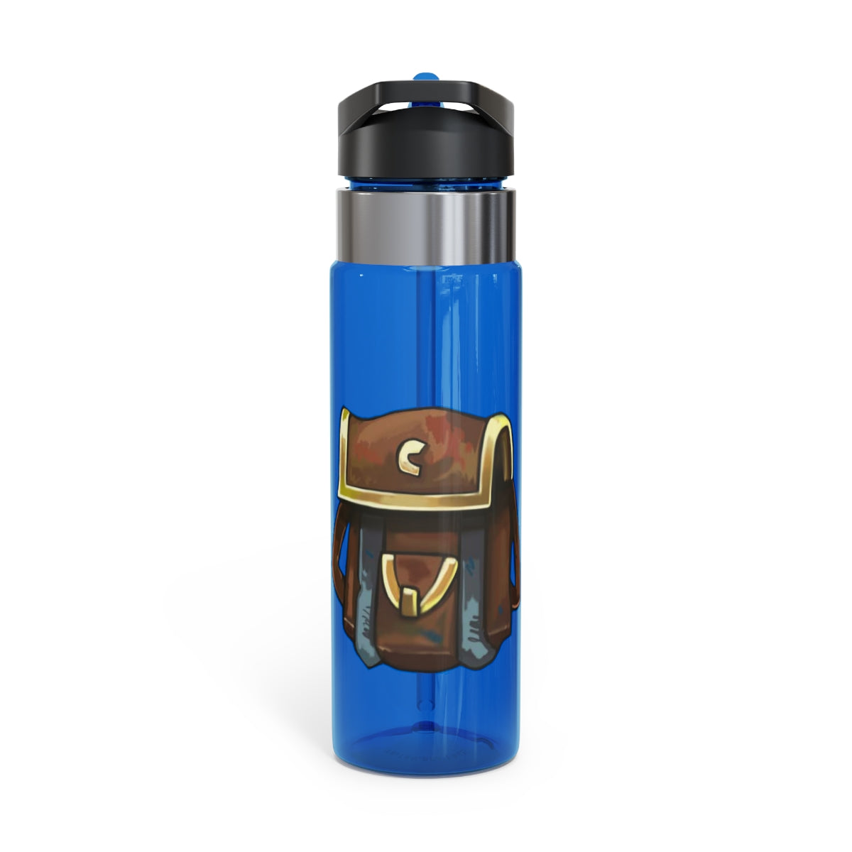 Brown Bag Kensington Tritan™ Sport Bottle in a stylish design, featuring a screw-on lid, straw, and carabiner hook, perfect for hydration on the go.