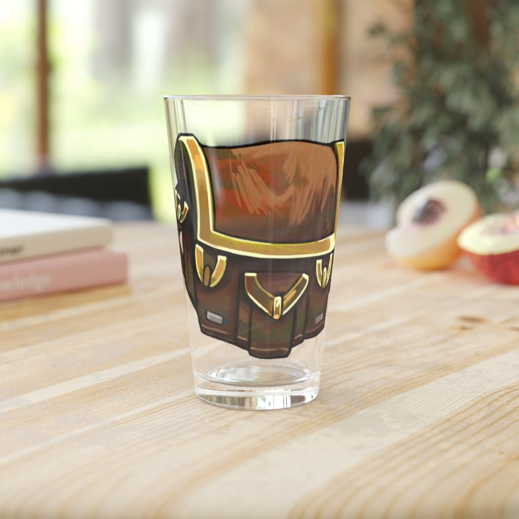 A clear 16oz Brown Bag Pint Glass showcasing its elegant design, perfect for personalization and versatile use.