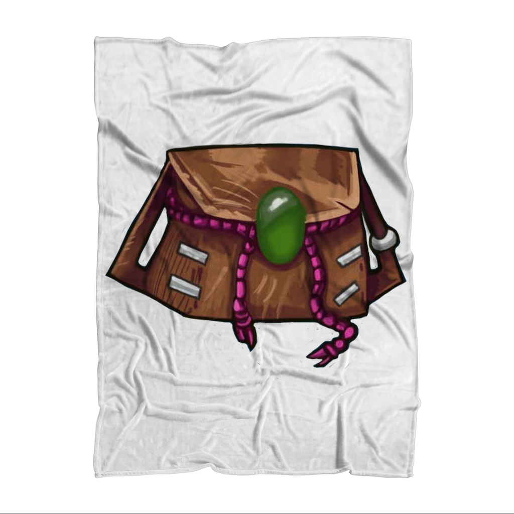 Brown Bag Sublimation Throw Blanket made of soft 100% polyester polar fleece, featuring a white back and vibrant sublimation print.