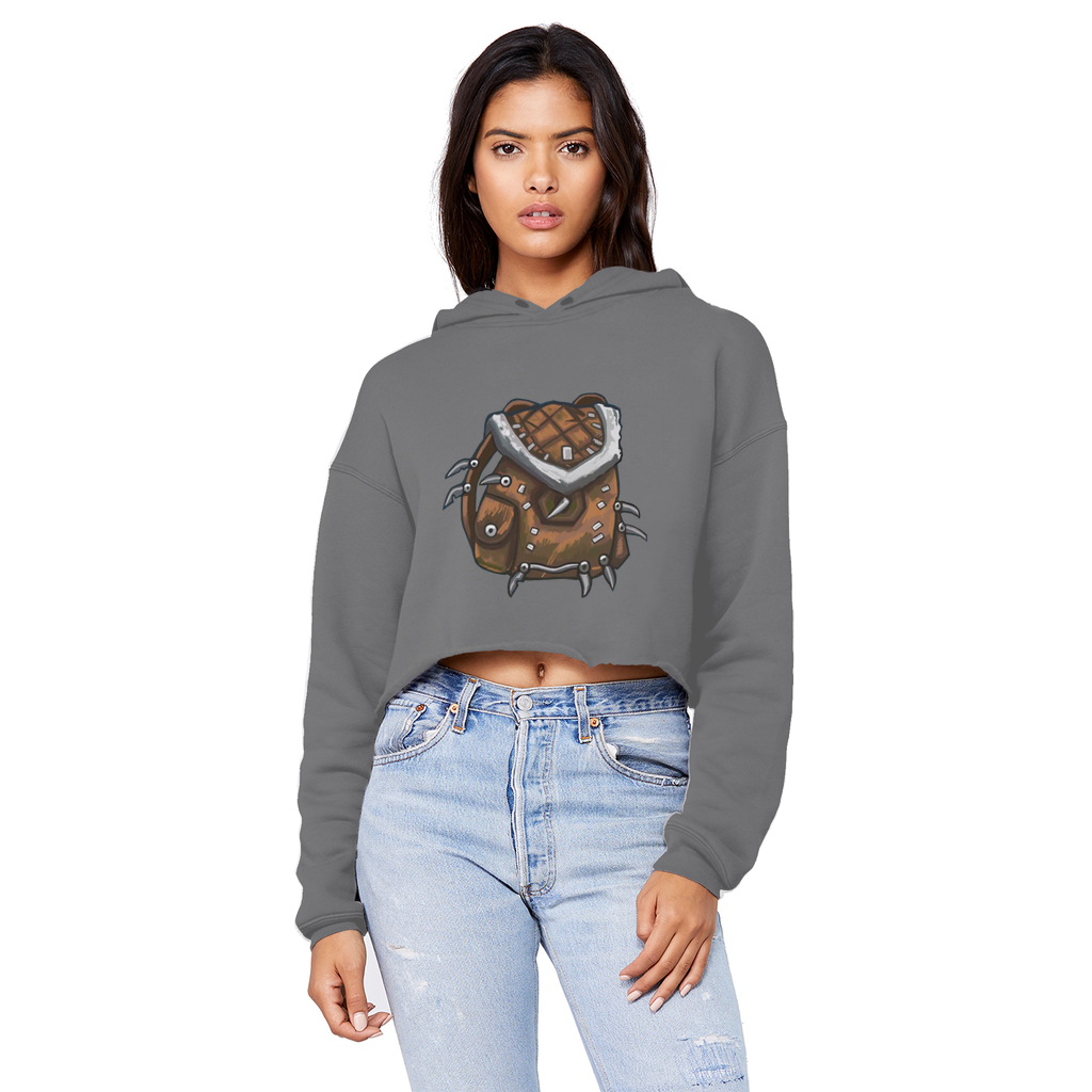 Brown Bag Unisex Cropped Raw Edge Boyfriend Hoodie in a stylish design with a raw edge hem and double fabric hood.