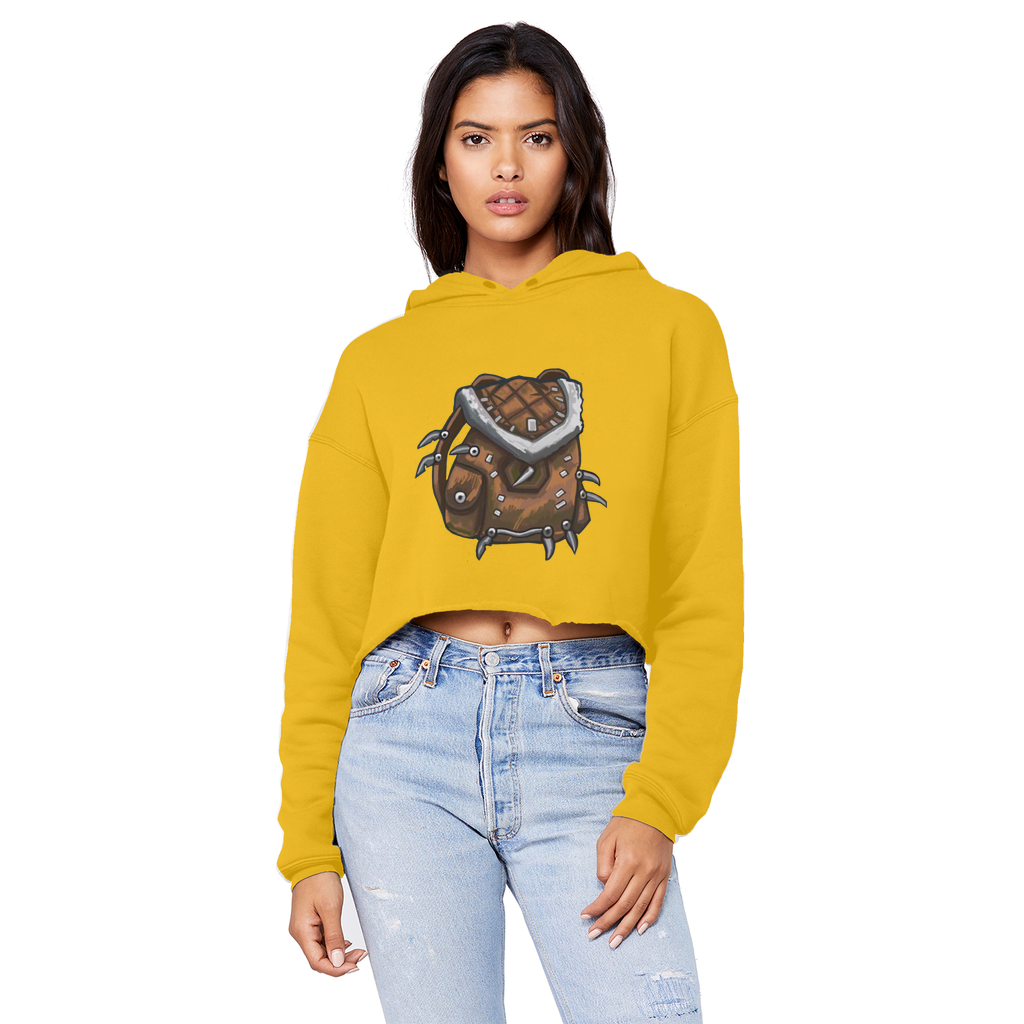 Brown Bag Unisex Cropped Raw Edge Boyfriend Hoodie in a stylish design with a raw edge hem and double fabric hood.