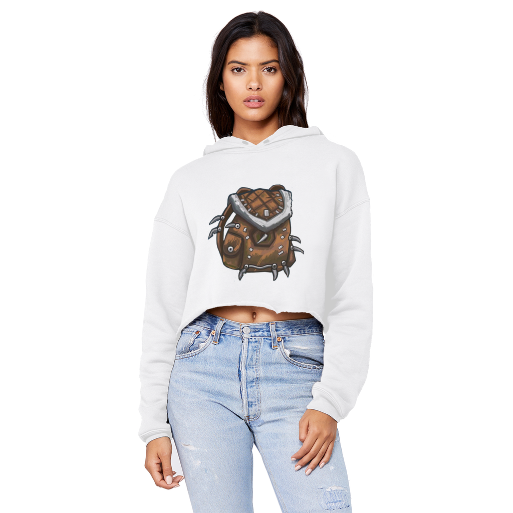 Brown Bag Unisex Cropped Raw Edge Boyfriend Hoodie in a stylish design with a raw edge hem and double fabric hood.