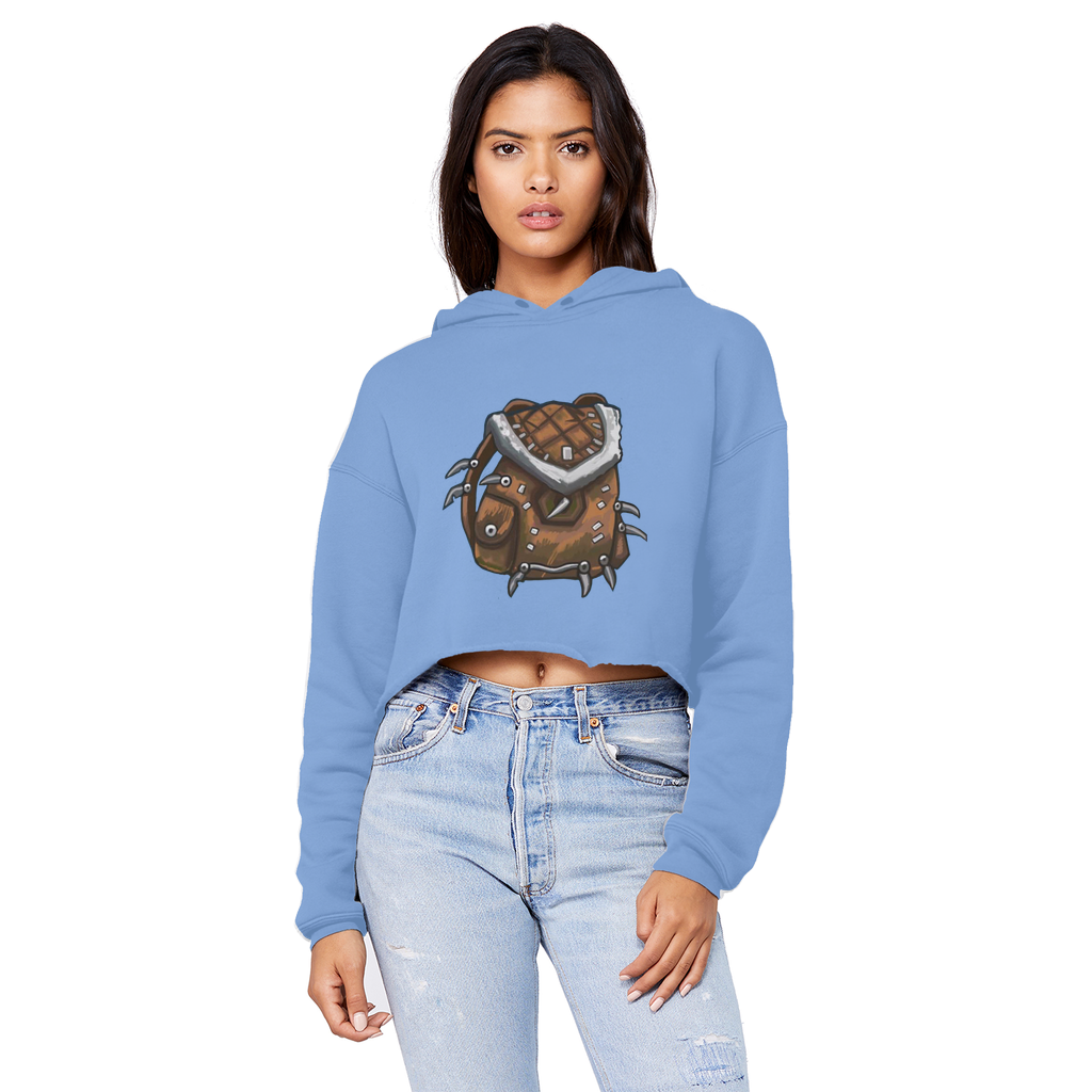 Brown Bag Unisex Cropped Raw Edge Boyfriend Hoodie in a stylish design with a raw edge hem and double fabric hood.