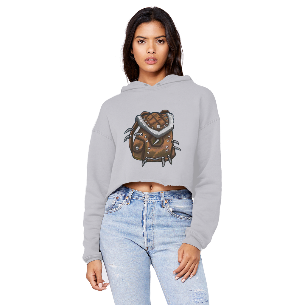 Brown Bag Unisex Cropped Raw Edge Boyfriend Hoodie in a stylish design with a raw edge hem and double fabric hood.