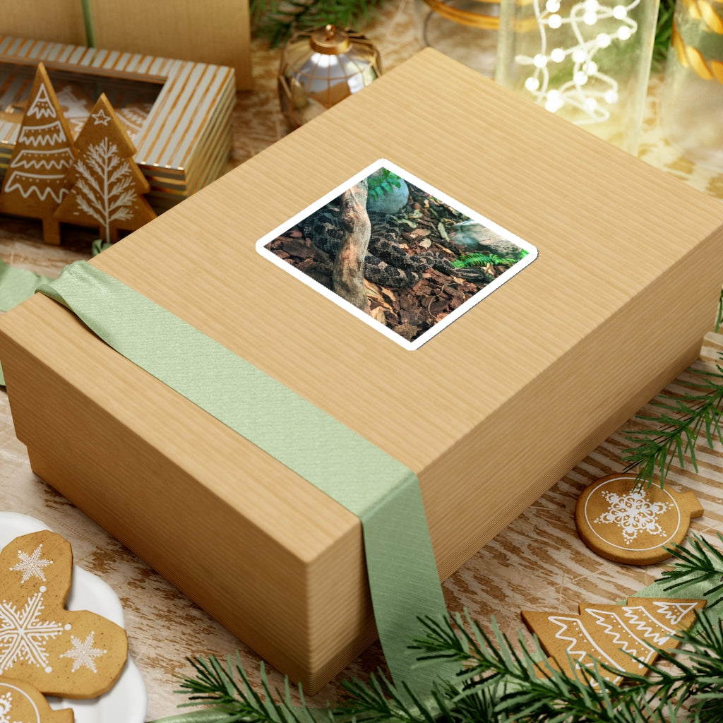 Brown Black Snake Kiss-Cut Stickers showcasing intricate design and flexible application.