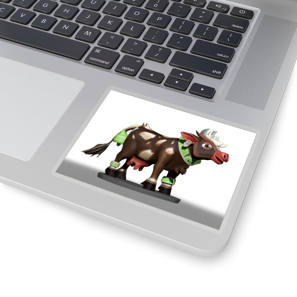 Brown Cow Skin Kiss-Cut Stickers showcasing custom shapes and smooth peel-off backing.