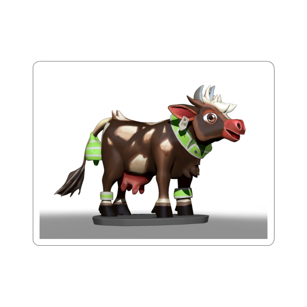 Brown Cow Skin Kiss-Cut Stickers showcasing custom shapes and smooth peel-off backing.