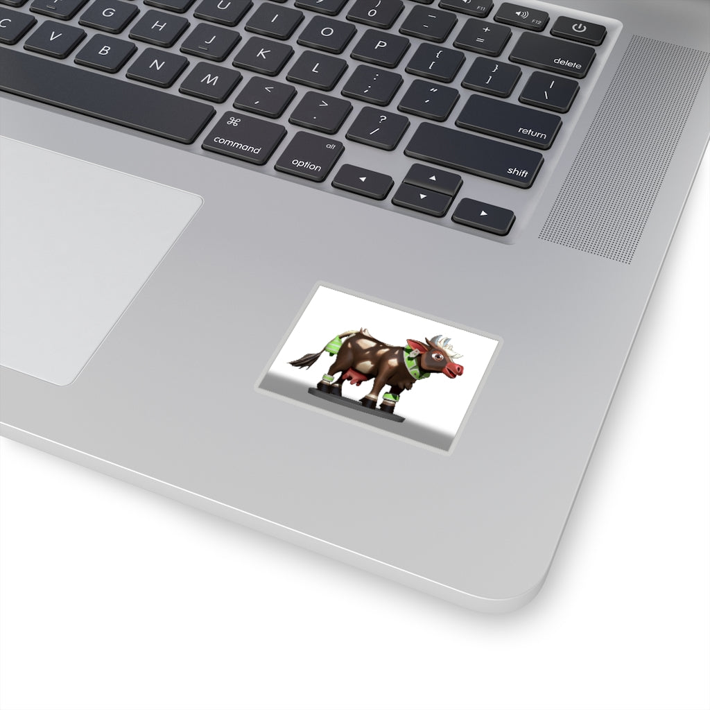 Brown Cow Skin Kiss-Cut Stickers showcasing custom shapes and smooth peel-off backing.