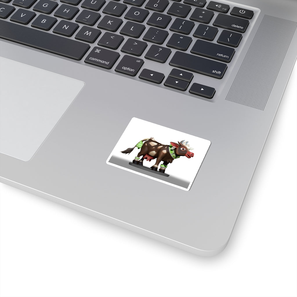 Brown Cow Skin Kiss-Cut Stickers showcasing custom shapes and smooth peel-off backing.