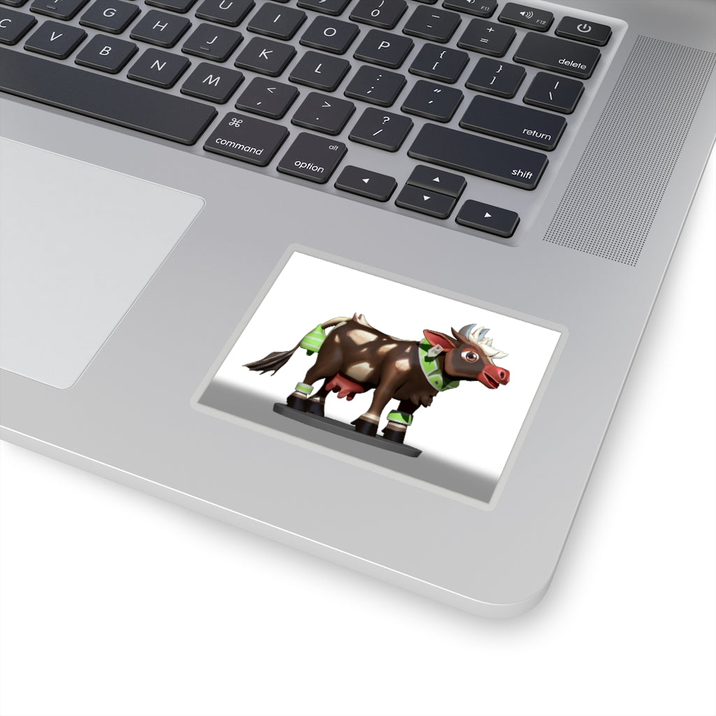 Brown Cow Skin Kiss-Cut Stickers showcasing custom shapes and smooth peel-off backing.