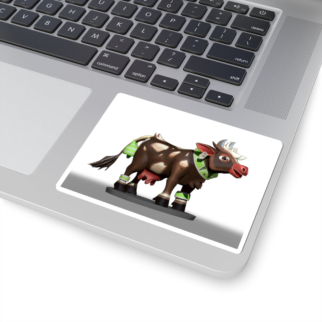 Brown Cow Skin Kiss-Cut Stickers showcasing custom shapes and smooth peel-off backing.