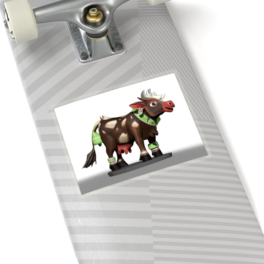 Brown Cow Skin Kiss-Cut Stickers showcasing custom shapes and smooth peel-off backing.