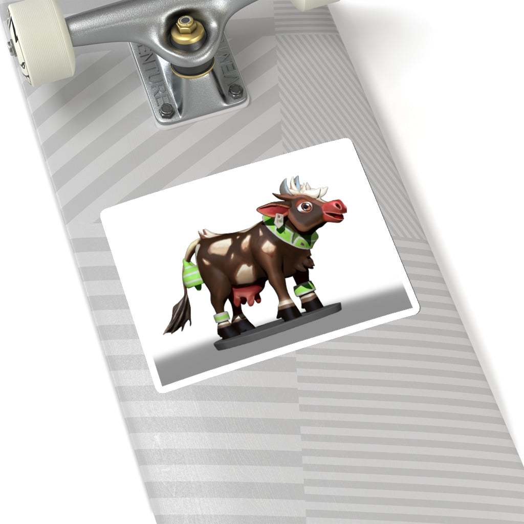 Brown Cow Skin Kiss-Cut Stickers showcasing custom shapes and smooth peel-off backing.