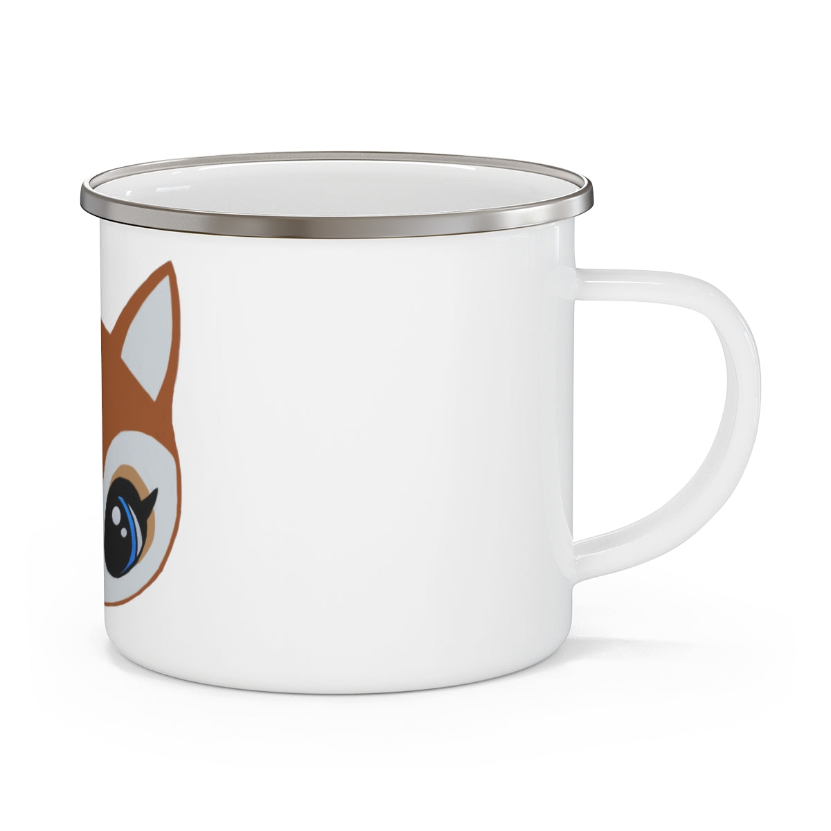 Brown Deer Enamel Camping Mug with a stylish design, featuring a C-handle and durable enamel coating, perfect for outdoor adventures.