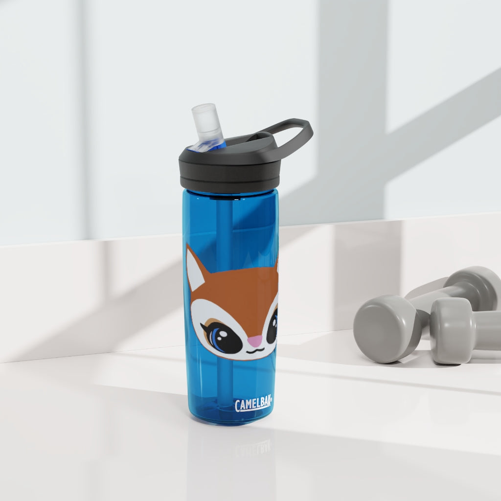 Brown Deer Head CamelBak Eddy® Water Bottle in 20oz and 25oz sizes, showcasing its unique design and durable construction.