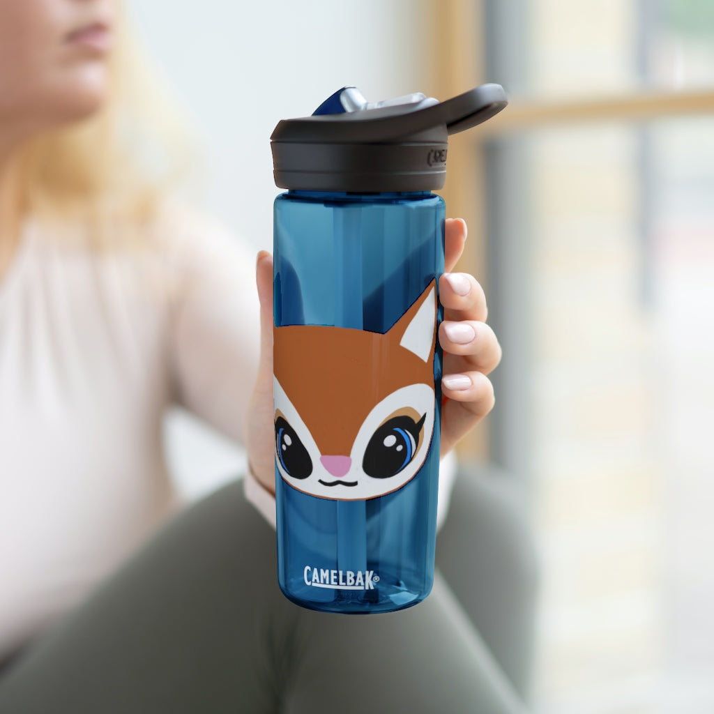 Brown Deer Head CamelBak Eddy® Water Bottle in 20oz and 25oz sizes, showcasing its unique design and durable construction.