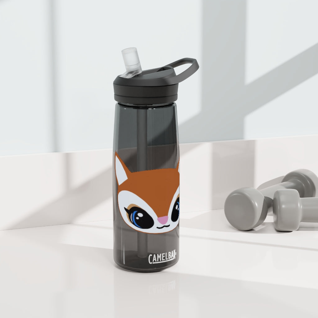 Brown Deer Head CamelBak Eddy® Water Bottle in 20oz and 25oz sizes, showcasing its unique design and durable construction.