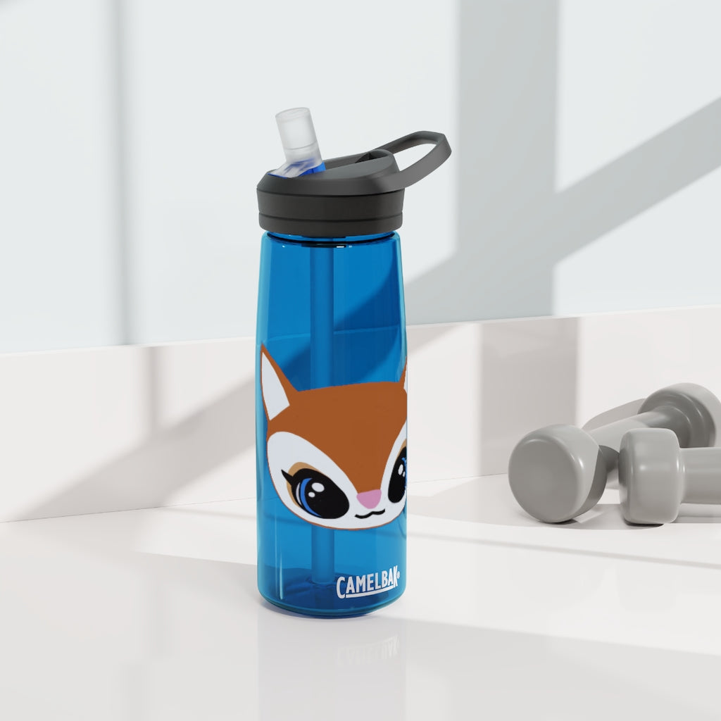 Brown Deer Head CamelBak Eddy® Water Bottle in 20oz and 25oz sizes, showcasing its unique design and durable construction.